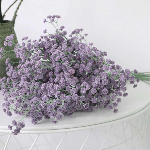 Artificial Flowers - Star Flower Floral Bush (Purple)- Set Of Six