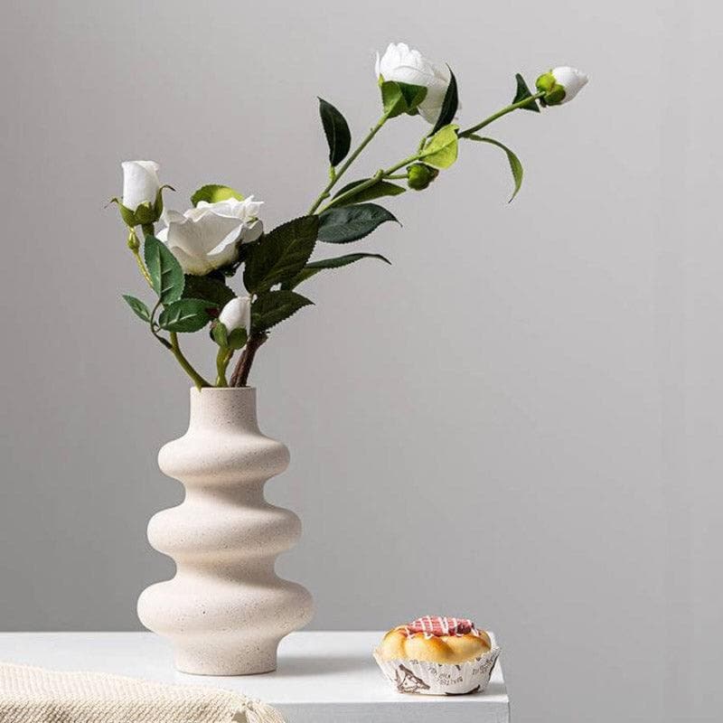 Buy Triple Trace Ceramic Vase Artificial Flowers from Vaaree