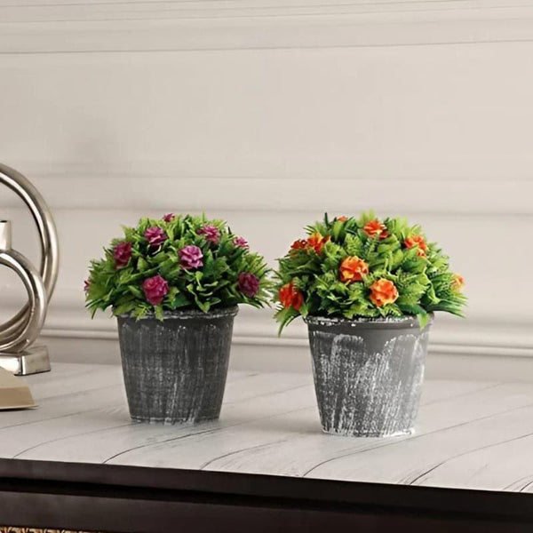 Artificial Flowers - Yuvera Faux Plant In Garcia Pot - Set Of Two