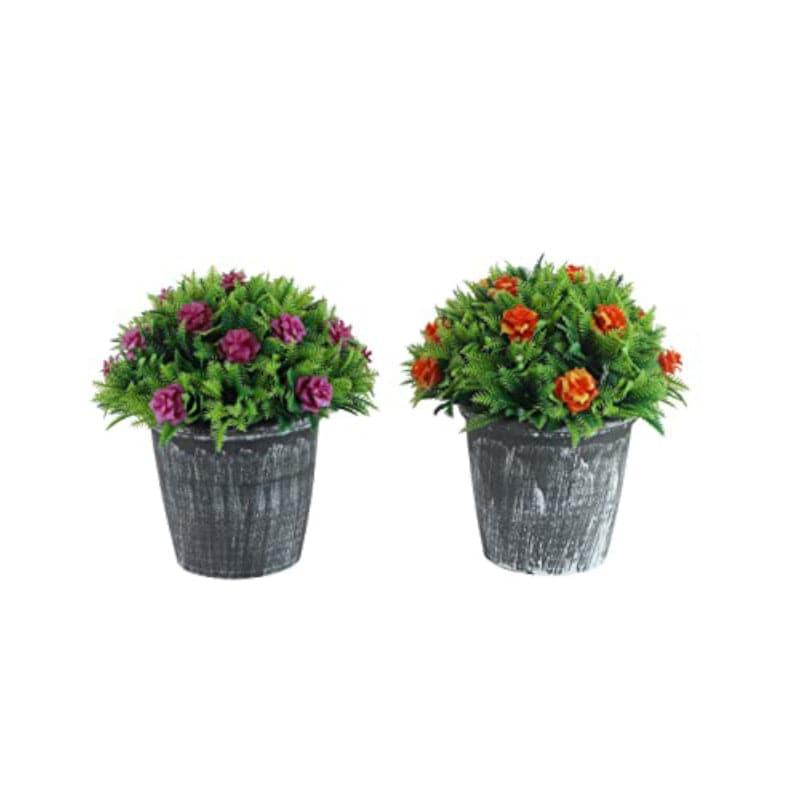 Buy Yuvera Faux Plant In Garcia Pot - Set Of Two Artificial Flowers from Vaaree