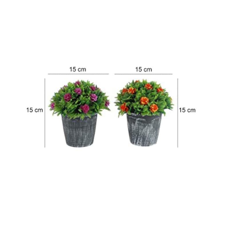 Artificial Flowers - Yuvera Faux Plant In Garcia Pot - Set Of Two