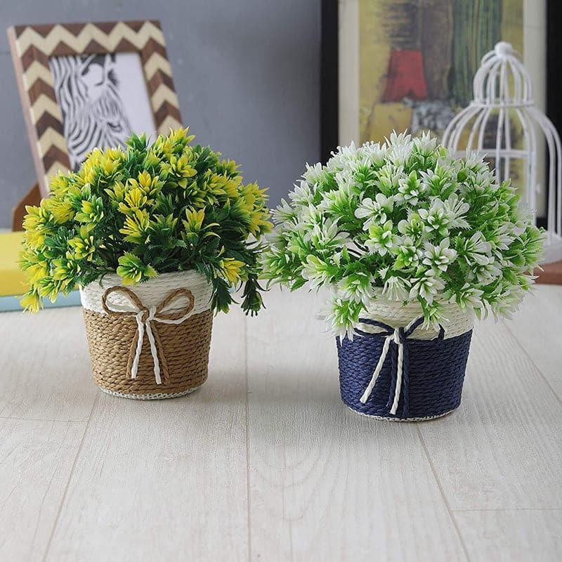 Buy (Blue & Brown) Alba Faux Plant In Basket Pot (17 cms) - Set Of Two Artificial Plants from Vaaree