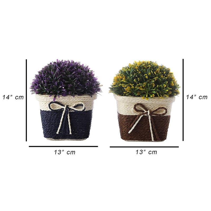 Buy (Blue & Brown) Faux Abelia In Basket Pot (14 cms) - Set Of Two Artificial Plants from Vaaree