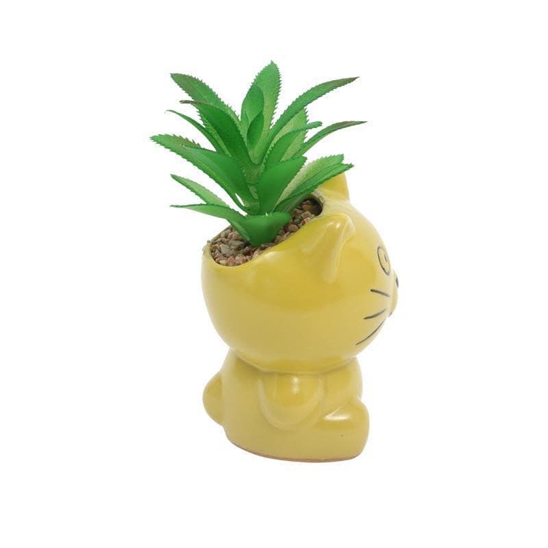 Artificial Plants - Faux Agave In Cat Face Pot - 14 cms