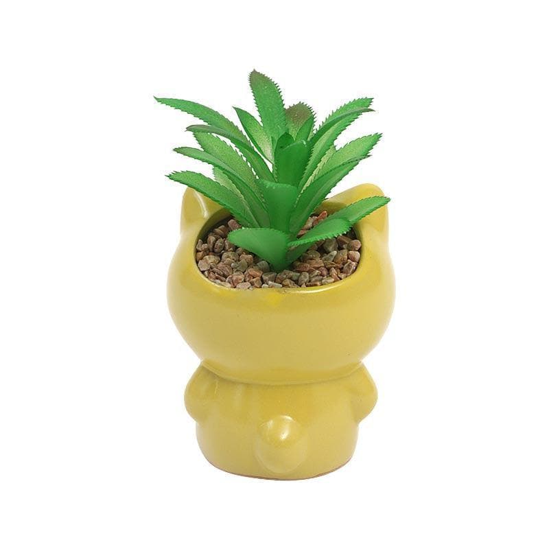 Artificial Plants - Faux Agave In Cat Face Pot - 14 cms