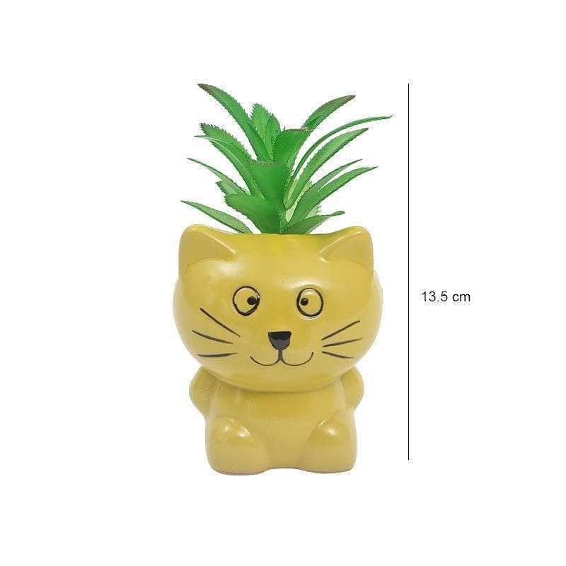 Buy Faux Agave In Cat Face Pot - 14 cms Artificial Plants from Vaaree