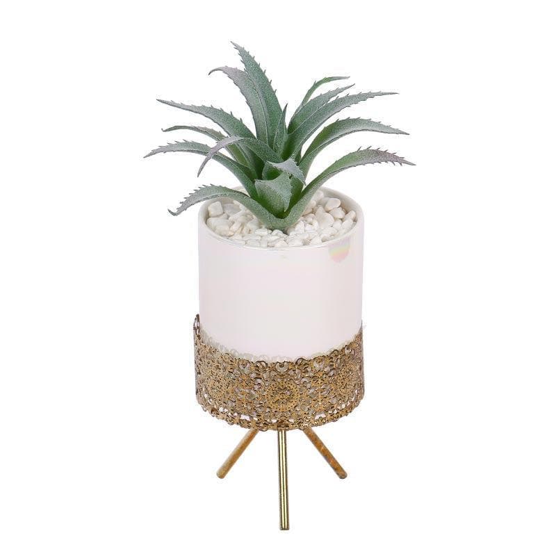 Artificial Plants - Faux Agave In Ceramic Pot With Tripod - 25 cms