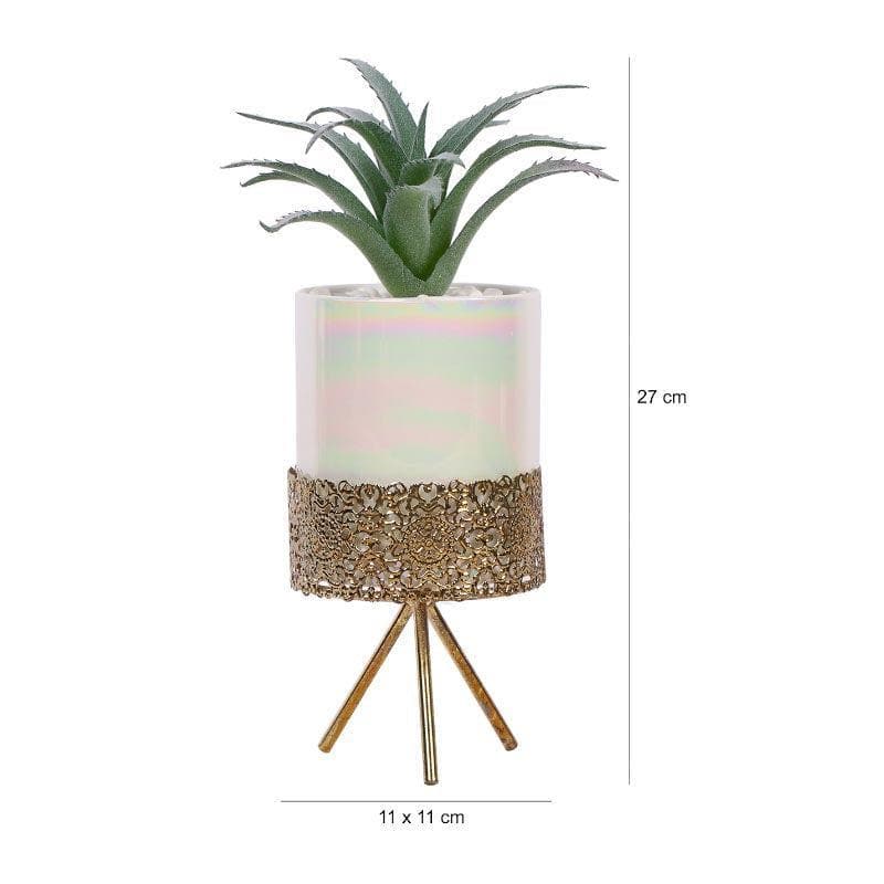 Artificial Plants - Faux Agave In Ceramic Pot With Tripod - 25 cms