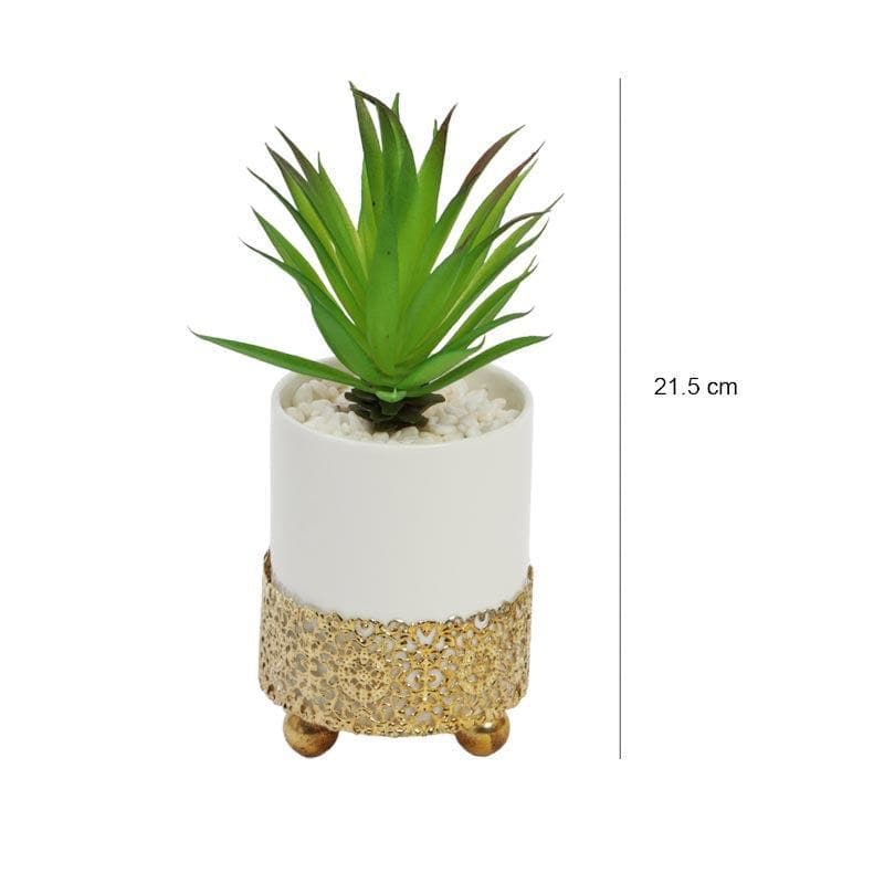 Artificial Plants - Faux Agave In Decorative Pot - 21.5 cms