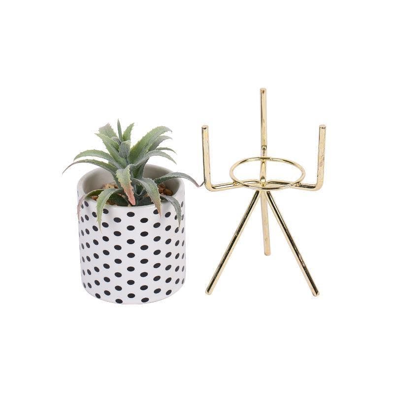 Buy Faux Agave In Geo Pot With Tripod - 20 cms Artificial Plants from Vaaree