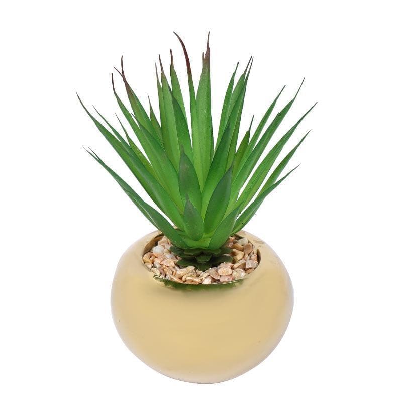 Buy Faux Agave In Round Ceramic Pot - 14.5 cms Artificial Plants from Vaaree