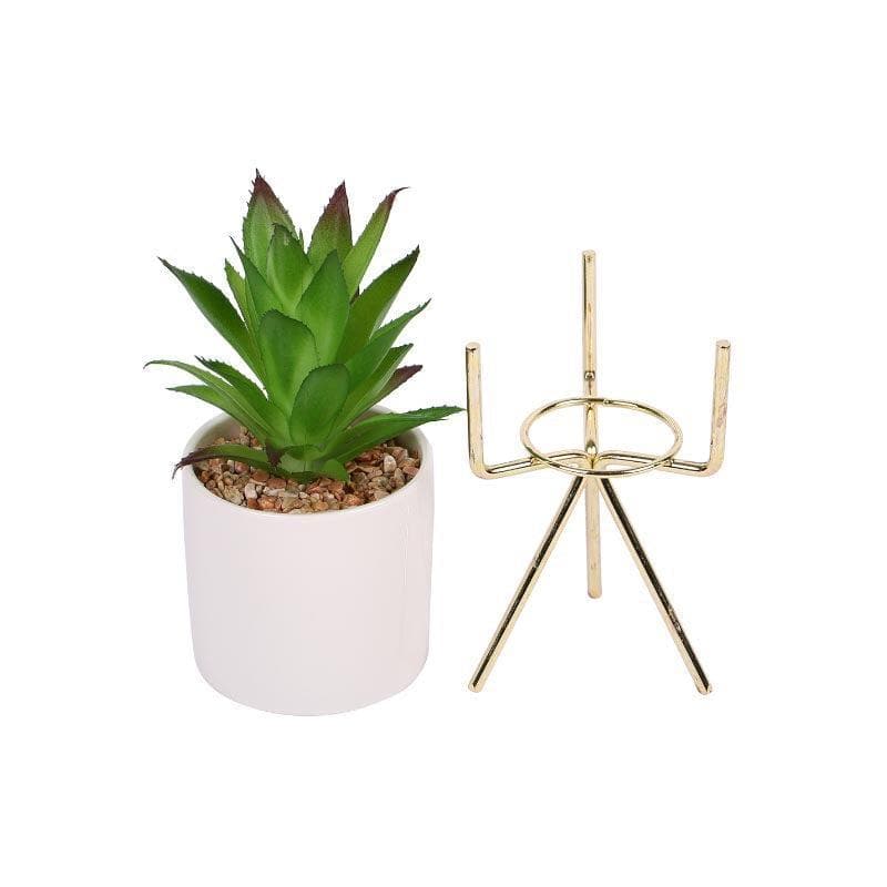 Artificial Plants - Faux Agave In White Pot With Tripod - 25 cms