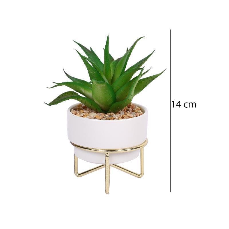 Artificial Plants - Faux Aloe Vera In Ceramic Pot - 14 cms