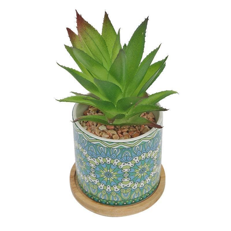 Artificial Plants - Faux Aloe Vera In Ethnic Pot - 16.5 cms