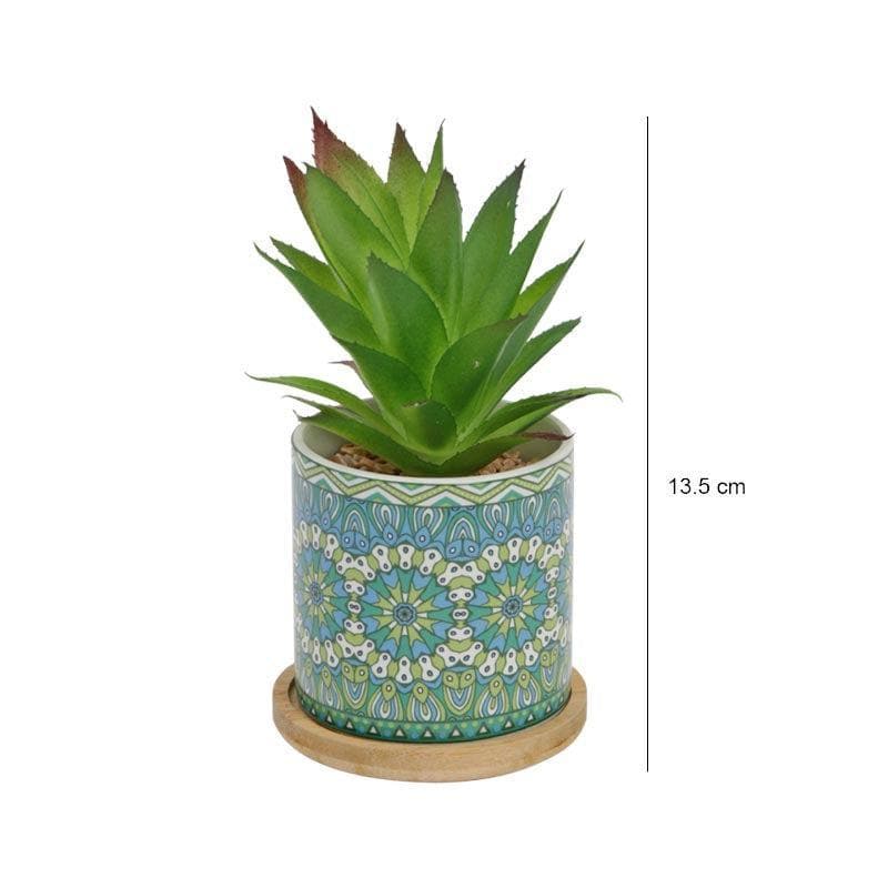 Artificial Plants - Faux Aloe Vera In Ethnic Pot - 16.5 cms