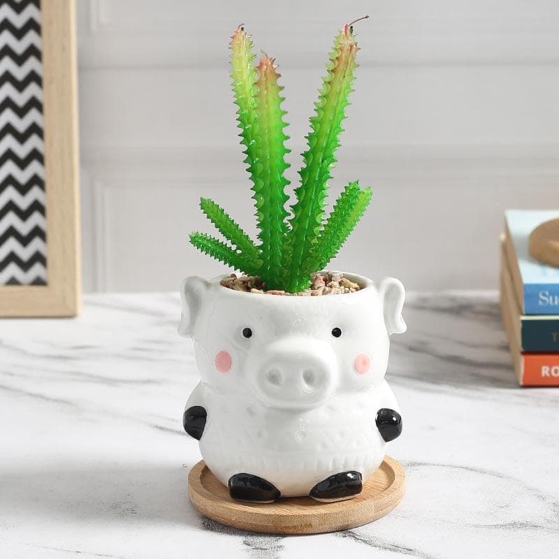 Buy Faux Aloe Vera In Pig Face Pot - 13.5 cms Artificial Plants from Vaaree