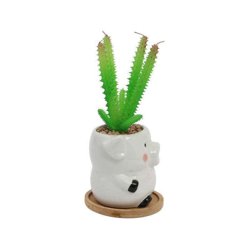 Artificial Plants - Faux Aloe Vera In Pig Face Pot - 13.5 cms