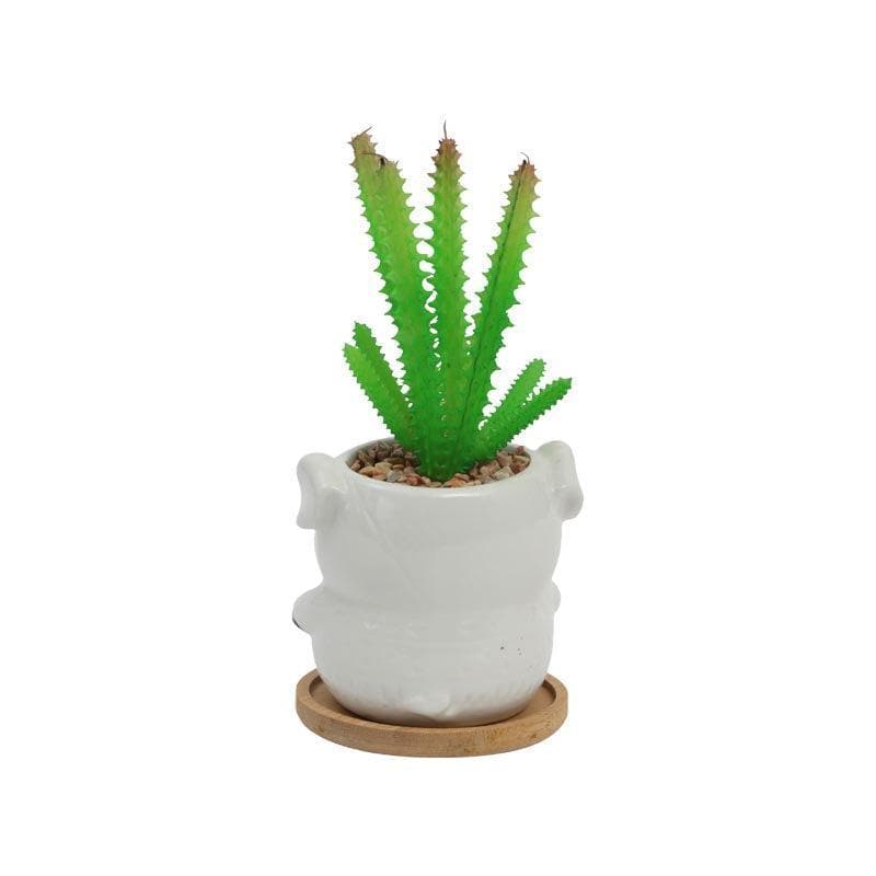 Artificial Plants - Faux Aloe Vera In Pig Face Pot - 13.5 cms