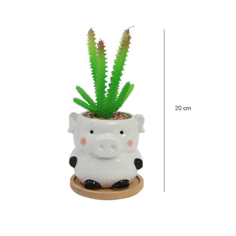 Artificial Plants - Faux Aloe Vera In Pig Face Pot - 13.5 cms