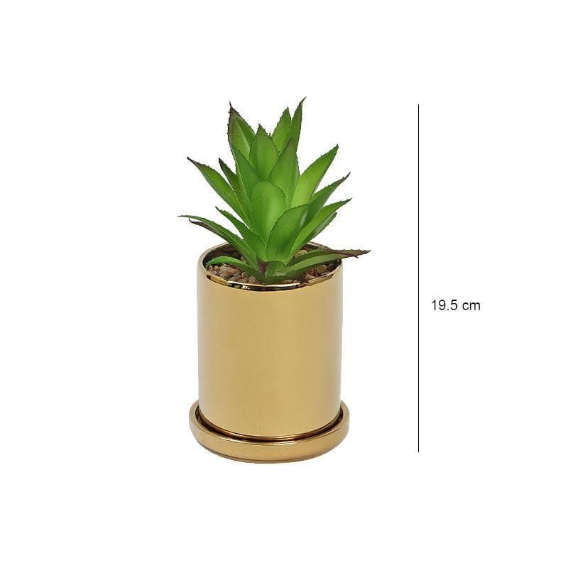 Artificial Plants - Faux Aloe Vera In Pot With Coaster (19.5 cms) - Small