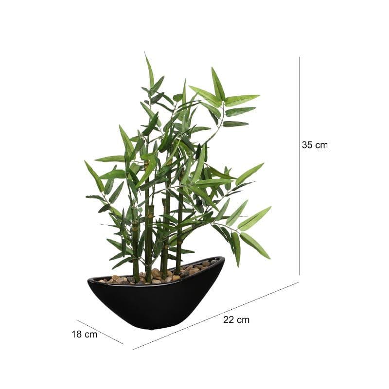 Buy Faux Bamboo Bonsai In Tray Pot - 35 cms Artificial Plants from Vaaree