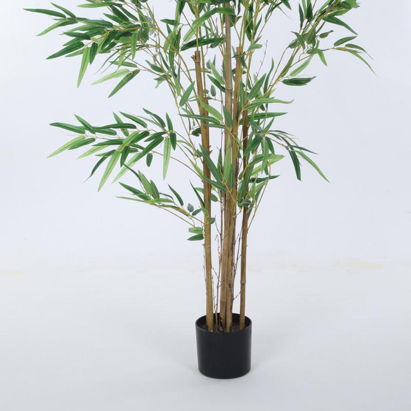 Artificial Plants - Faux Bamboo Plant With Pot (4.92 ft) - Dark Green