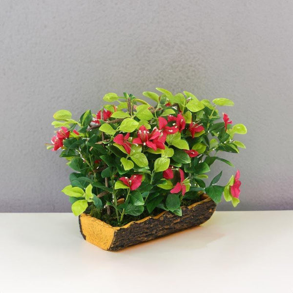 Artificial Plants - Faux Bougainvillea Bonsai in Plastic Pot (27 cms) - Fuschia