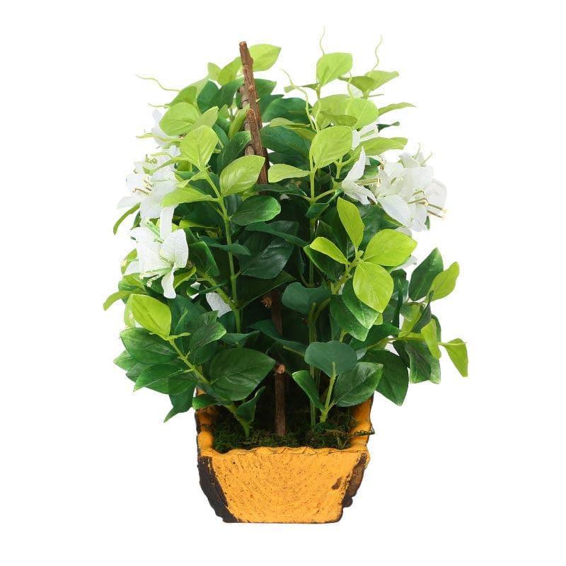 Artificial Plants - Faux Bougainvillea Bonsai in Plastic Pot (27 cms) - White