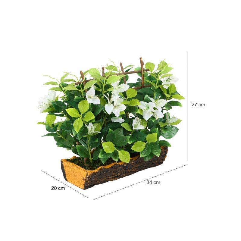 Artificial Plants - Faux Bougainvillea Bonsai in Plastic Pot (27 cms) - White