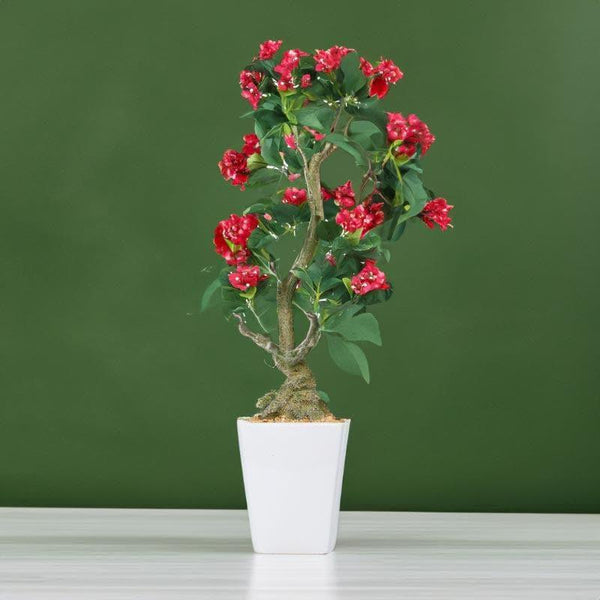 Artificial Plants - Tall Faux Bougainvillea Bonsai (59 cms) - Red