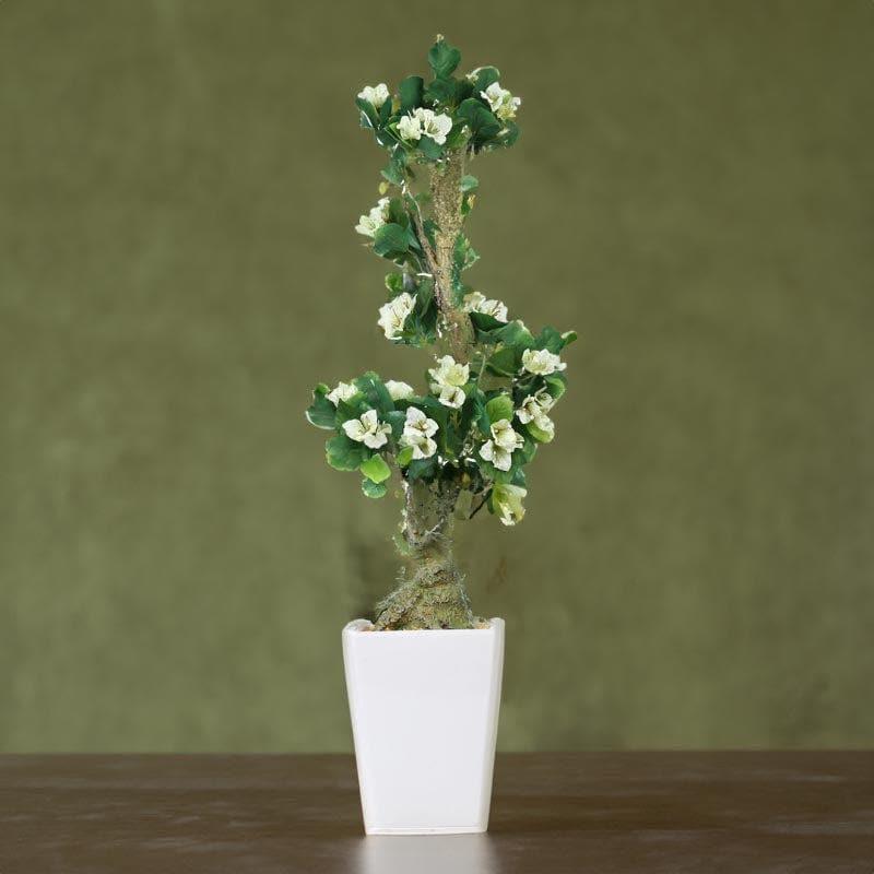 Artificial Plants - Tall Faux Bougainvillea Bonsai (59 cms) - White