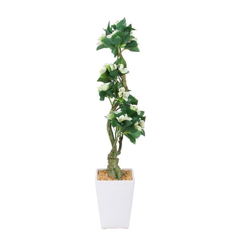 Artificial Plants - Tall Faux Bougainvillea Bonsai (59 cms) - White