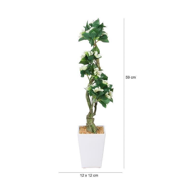 Artificial Plants - Tall Faux Bougainvillea Bonsai (59 cms) - White