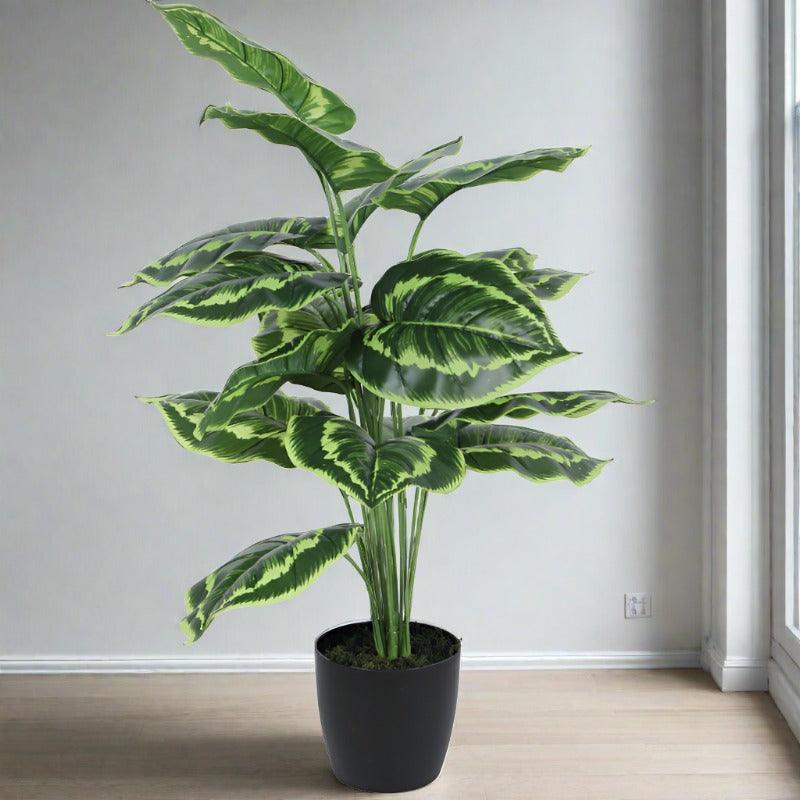 Artificial Plants - Faux Calatheas Silk Plant With Pot - 2.13 ft