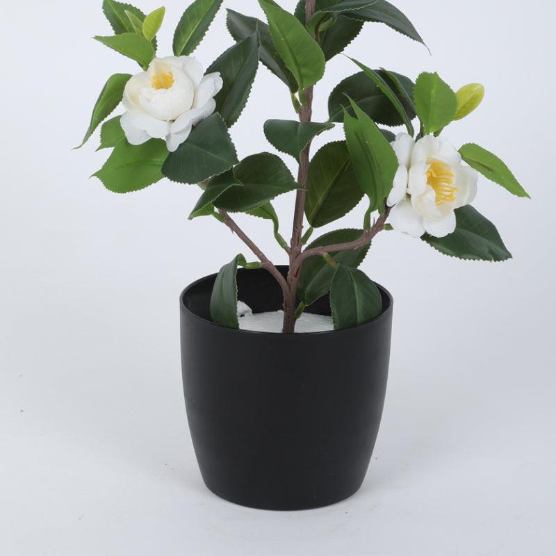 Buy Faux Camelia Rose Plant With Pot (34 cms) - White Artificial Plants from Vaaree