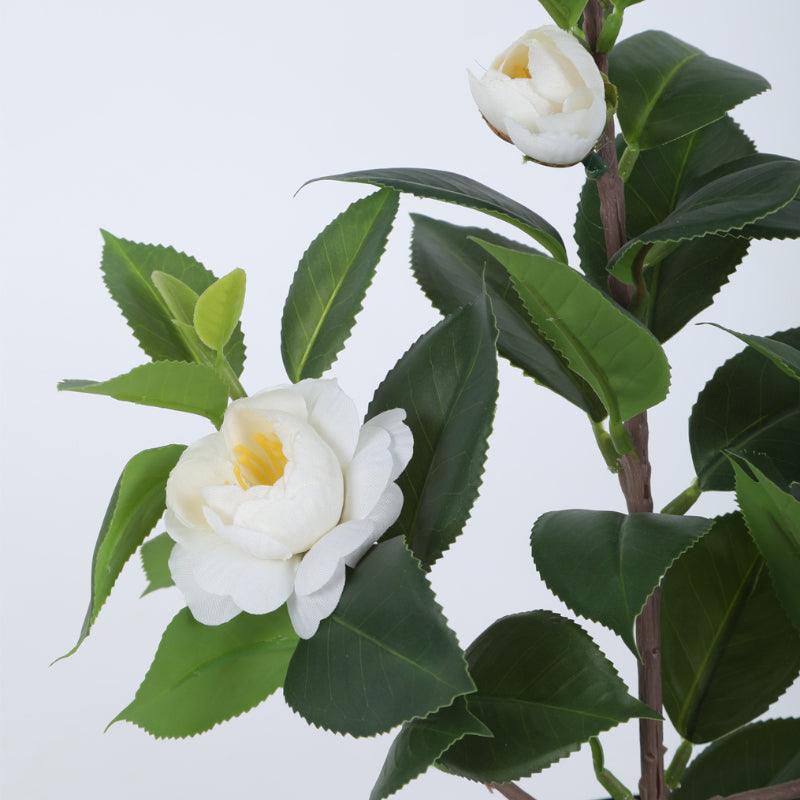 Buy Faux Camelia Rose Plant With Pot (34 cms) - White Artificial Plants from Vaaree