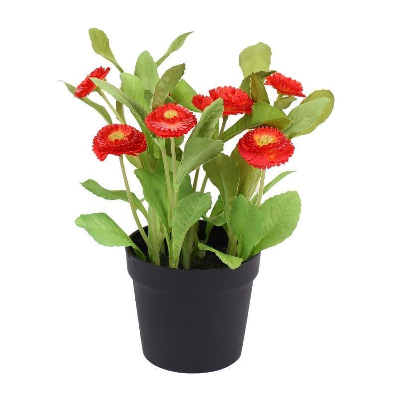 Buy Faux Daisy Bonsai In Plastic Pot (25 cms) - Orange Artificial Plants from Vaaree