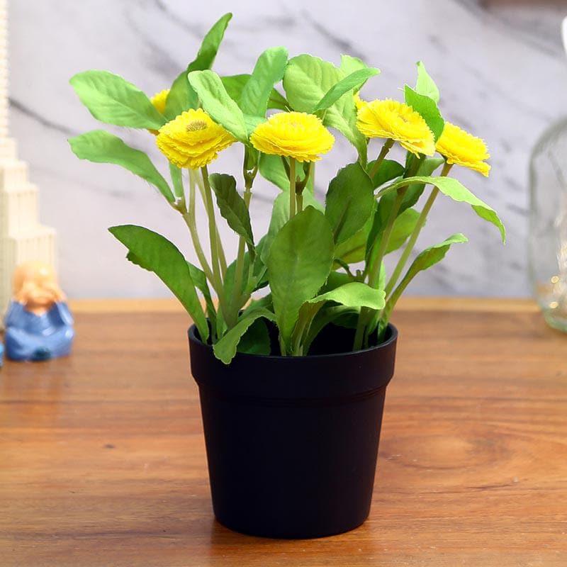 Buy Faux Daisy Bonsai In Plastic Pot (25 cms) - Yellow Artificial Plants from Vaaree