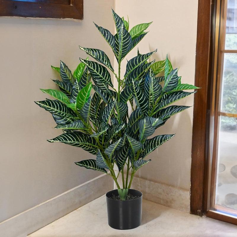 Artificial Plants - Faux Deco Rubber Plant With Pot - 2.79 ft