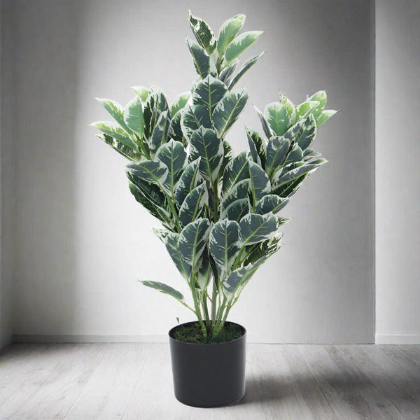 Artificial Plants - Faux Dumb Cane Plant With Pot - 2.79 ft