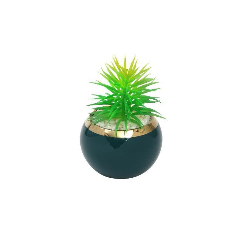 Buy Faux Euphorbia In Blue Round Pot With Stand - 14.5 cms Artificial Plants from Vaaree