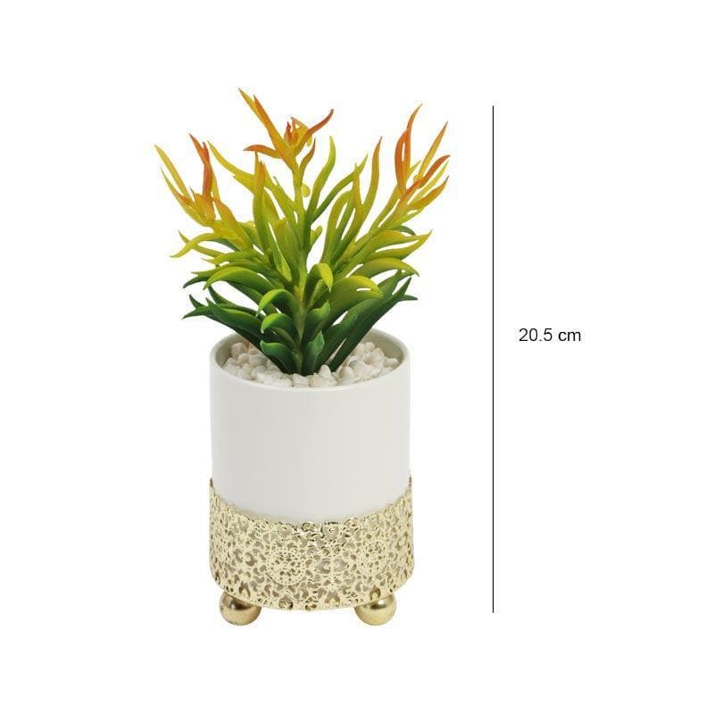 Artificial Plants - Faux Euphorbia In Decorative Pot - 20.5 cms