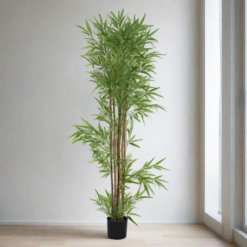 Buy Faux Evergreen Bamboo Plant With Pot (4.92 ft) - Light Green Artificial Plants from Vaaree