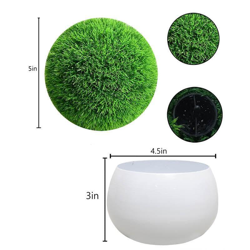 Artificial Plants - Faux Evergreen Bush In Metal Pot (13 cms) - Set Of Two