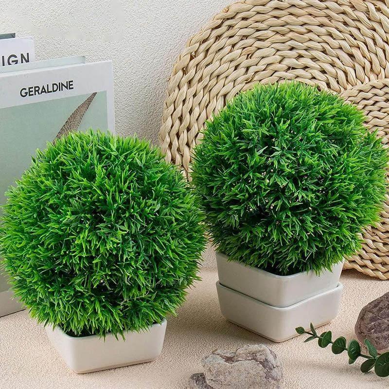 Artificial Plants - Faux Evergreen Bush (9 cms) - Set Of Four