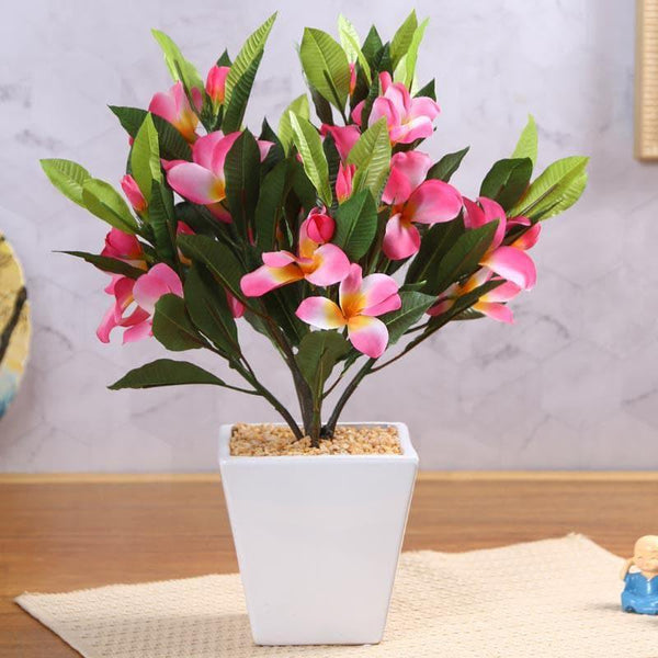 Artificial Plants - Faux Frangipani Bonsai (41 cms) - Pink