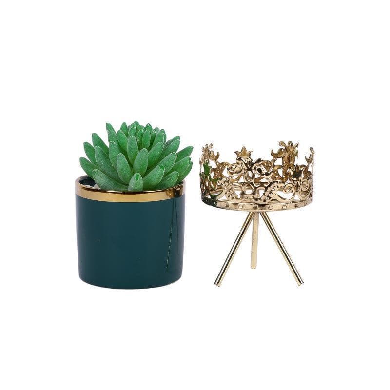 Buy Faux Gasteria In Blue Ceramic Pot - 18 cms Artificial Plants from Vaaree