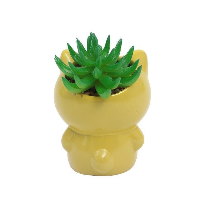 Artificial Plants - Faux Gasteria In Cat Face Pot - 13.5 cms