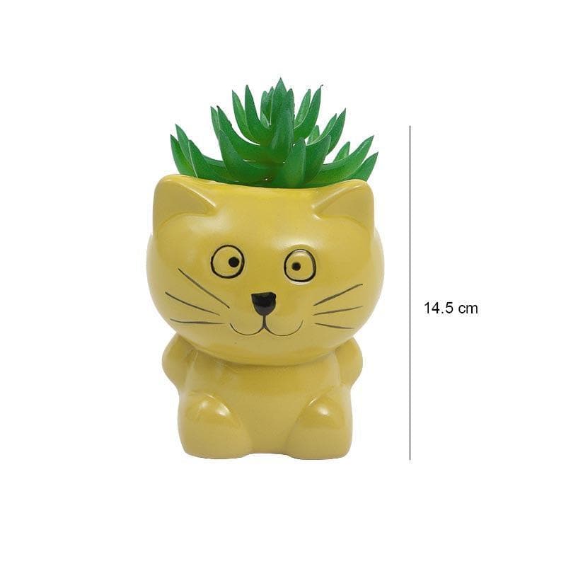 Buy Faux Gasteria In Cat Face Pot - 13.5 cms Artificial Plants from Vaaree