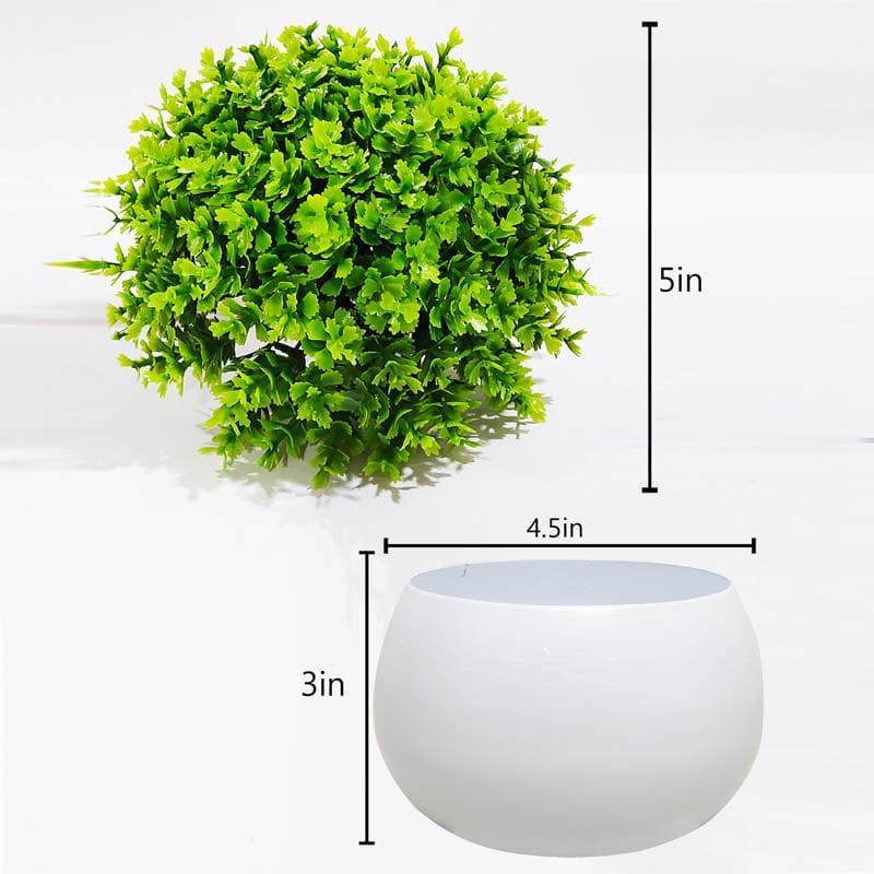 Buy Faux Green Bush In Metal Pot (13 cms) - Set Of Two Artificial Plants from Vaaree